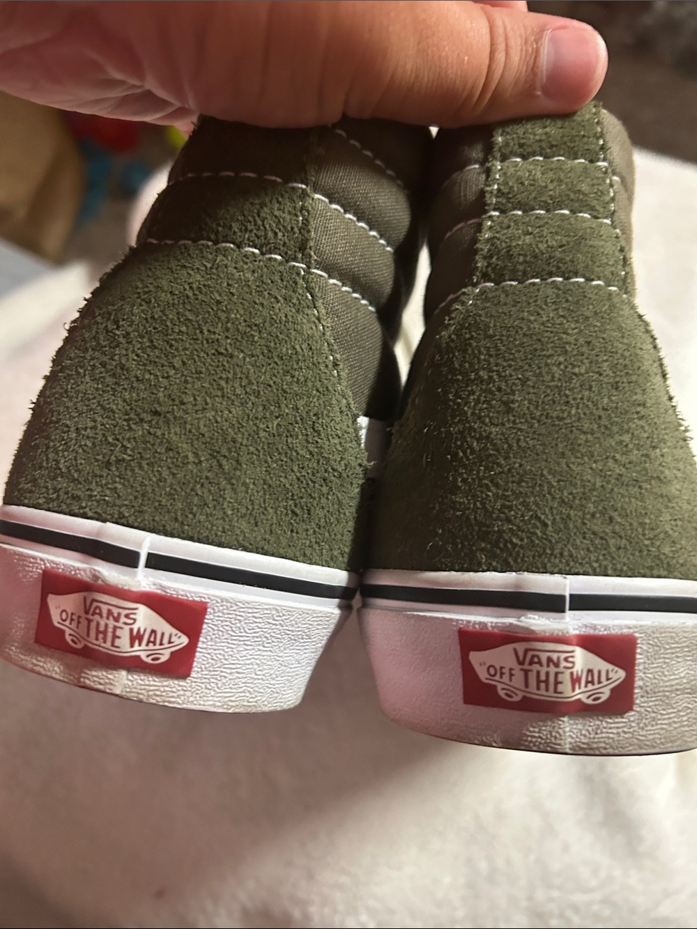 Vans Olive Green and White Sk8-Hi Sneakers - Picture 4 of 8